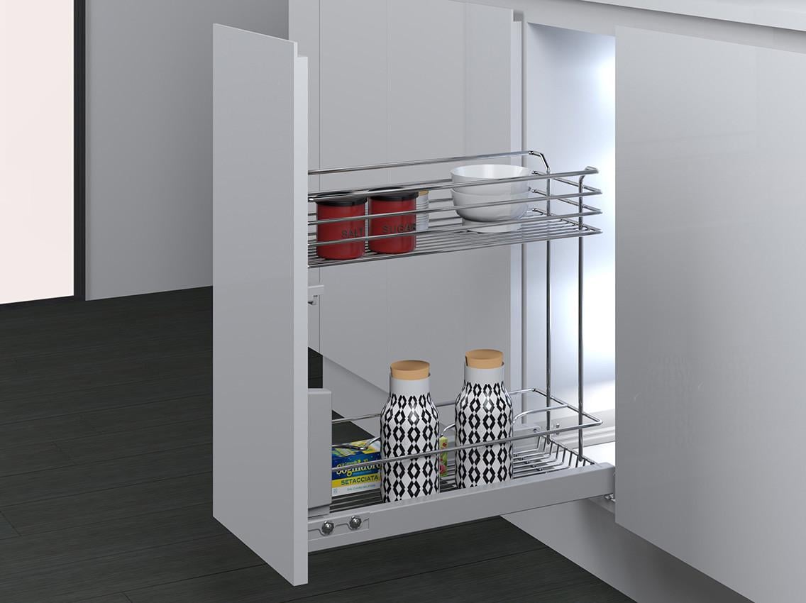 Карго фасад нижнее крепление с доводчиком INOXA GOLD 2 полки 300 мм Хром (21707)