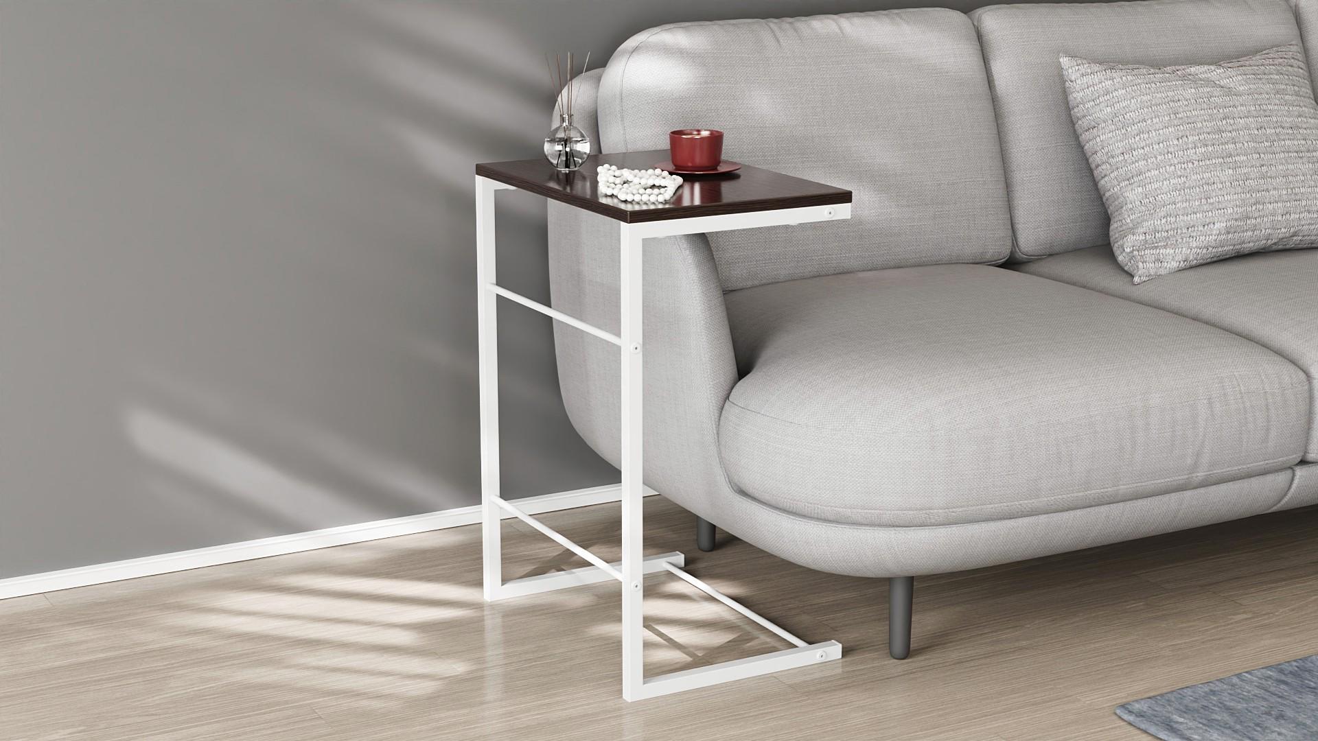 Столик Ferrum-decor Террі метал/ДСП 16 мм 650x440x330 мм Білий/Венге Магія (FRD-105314)