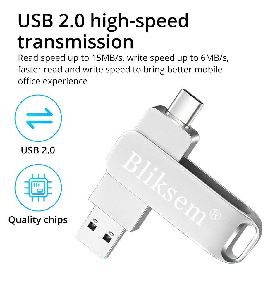 Флэш-память Bliksem 64 ГБ повышенная скорость USB 3,0/Type-C/USB micro 3в1 Металлик (11386761) - фото 5