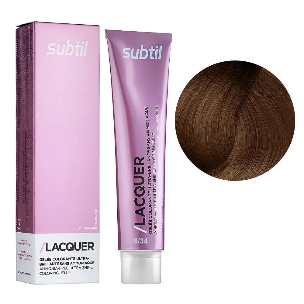 Краска гелевая безаммиачная для волос Subtil Lacquer 6.34 Темный золотисто-медный блондин 60 мл