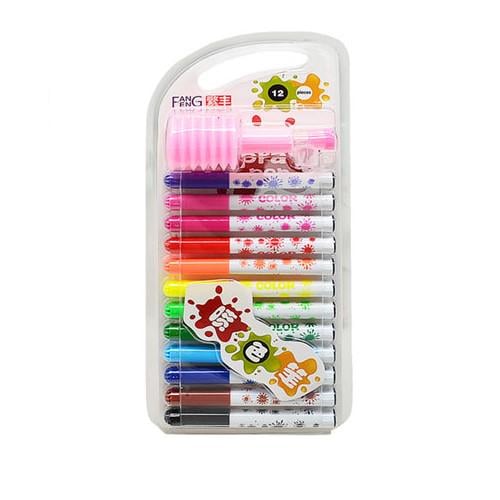 Фломастери Spray pen Stenson ST02418 з пластиковими трафаретами 12 шт. (551982)