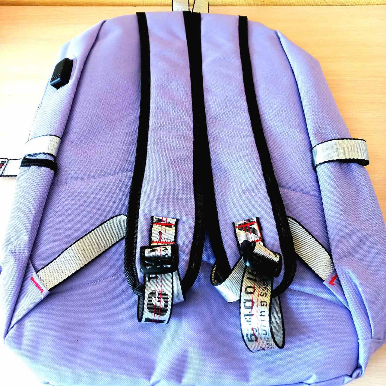 Шкільний рюкзак для дівчинки Harvard з USB портом/замочком і хутряним помпоном Бузковий (2696942249) - фото 3