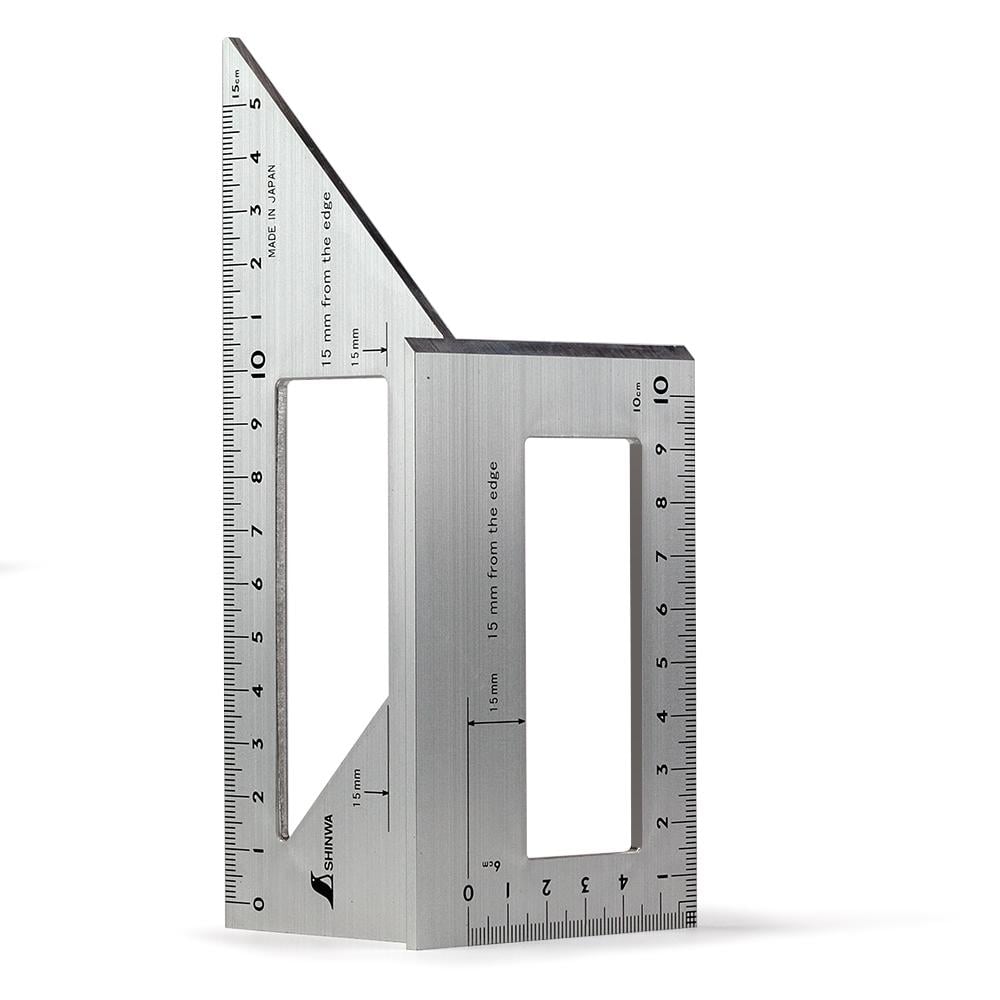 Кутник столярний Shinwa 3D 45°/90° алюміній 170х63 мм (32722)