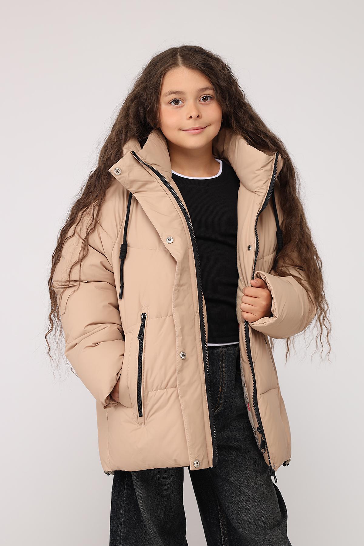 Куртка дитяча зимова ЦБ-00280223 для дівчинки 164 см Бежевий (29084222)