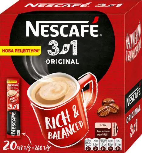 Кофейный напиток Nescafe 3в1 в стиках 20 шт. 13 г