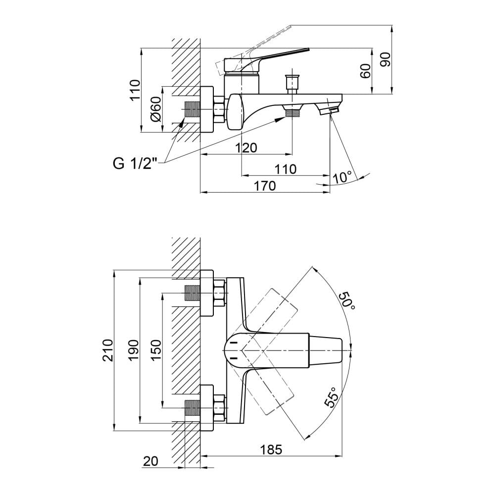 Змішувач для ванни Qtap Skalna 3026101DC (QTSK3026101DC) - фото 2