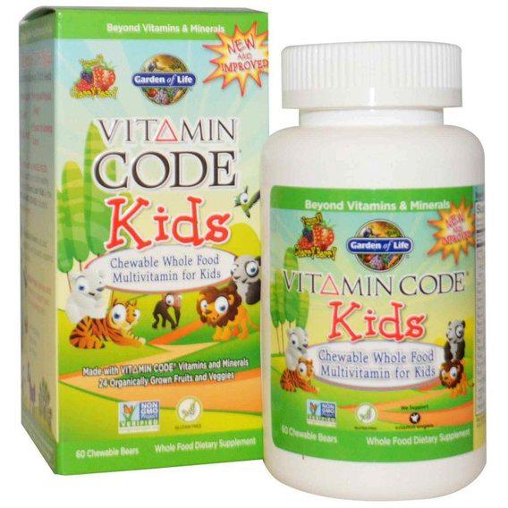 Витаминно-минеральный комплекс Garden of Life Vitamin Code Kids, Chewable Whole Food Multivitamin for Kids 60 Chewable Bears Cherry Berry GOL-11440
