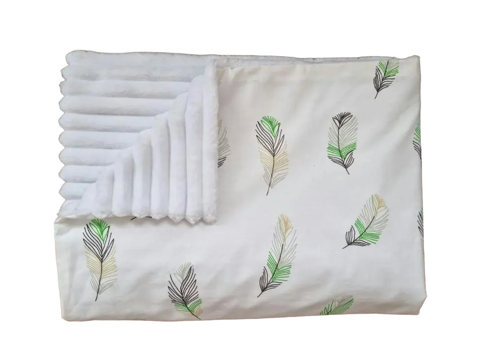 Плед детский BST для дома/прогулок/тележка/у кроватку хлопок/плюш Белый/Зеленый (1797265651)