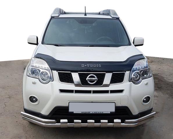 Передняя защита ST015 CAN для Nissan X-trail T31 2007-2014 гг. нержавеющая сталь Хром
