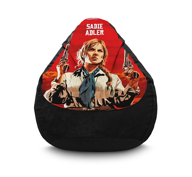 Крісло мішок iPuff RDR 2 Sadie Adler Флок XL 80x110 см Чорний