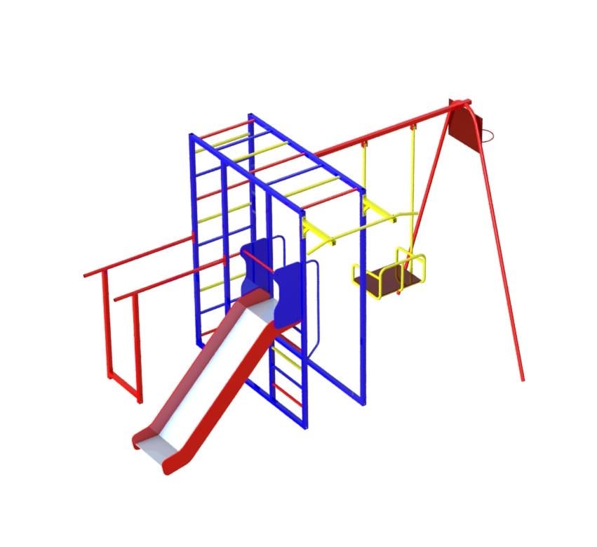 Ігровий комплекс з гойдалками і гіркою з нержавіючої сталі (811/кду)
