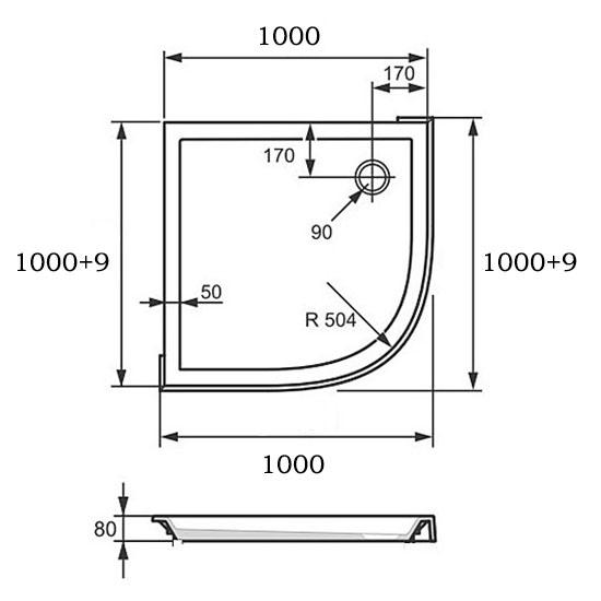 Піддон для душу HUPPE Verano 235032.055 із штучного каменю 100x100x8 см (113915) - фото 2