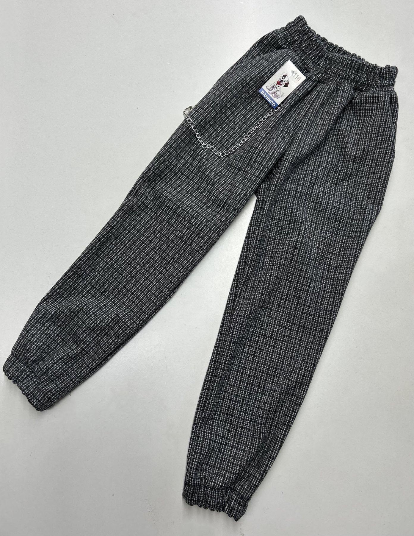 Джоггеры для девочки теплые 0910 кашемировые в мелкую клетку 116 см Серый (157632)