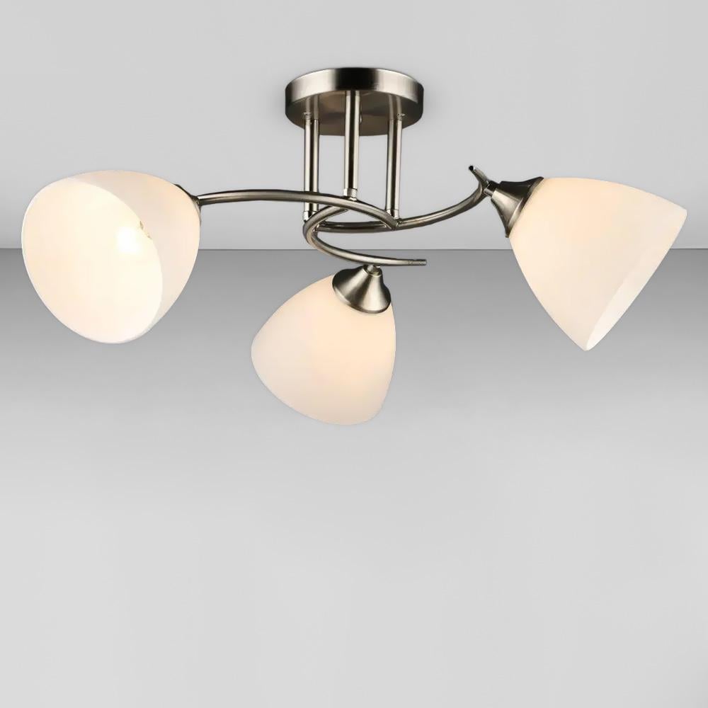 Люстра стельова Light House SRS-20249/3 SN плафони білі Нікель