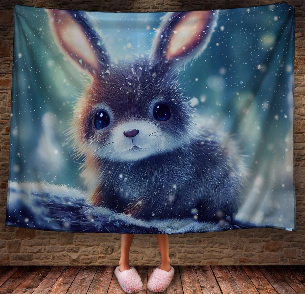 Плед с 3D принтом 22 Кролик в зимнем сказочном лесу 150х200 см (epi_1834)