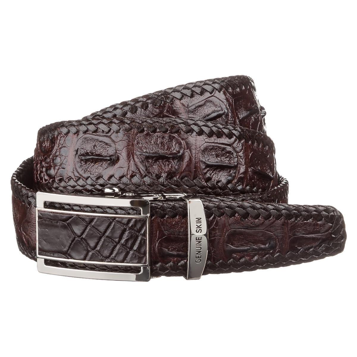 Ремінь автомат Crocodile leather 18171 з натуральної шкіри крокодила Коричневий