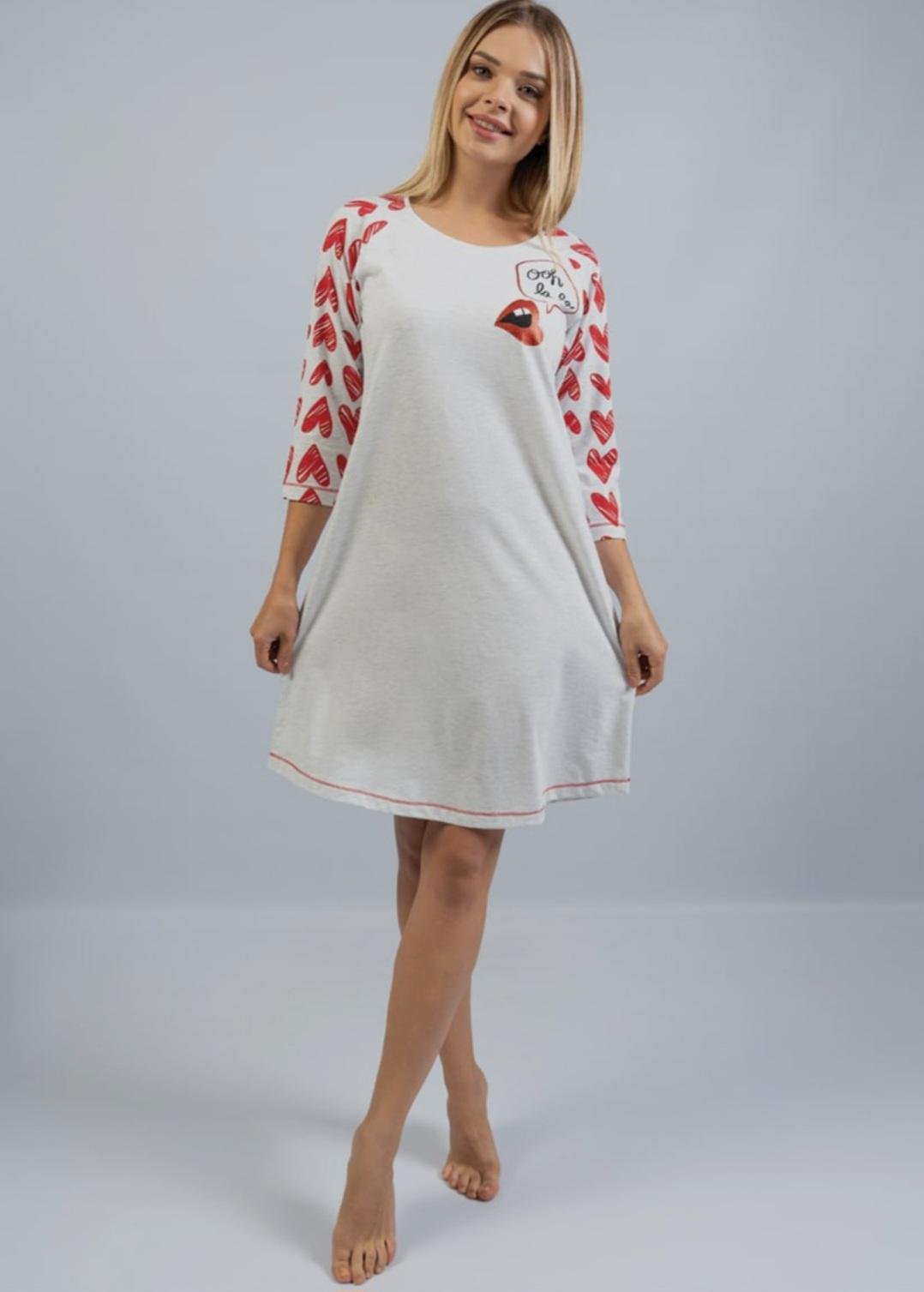 Туника хлопковая с контрастным принтом в сердечко (vien-1043820000/1) Туника хлопковая с контрастным принтом в сердечко (vien-1043820000/1)