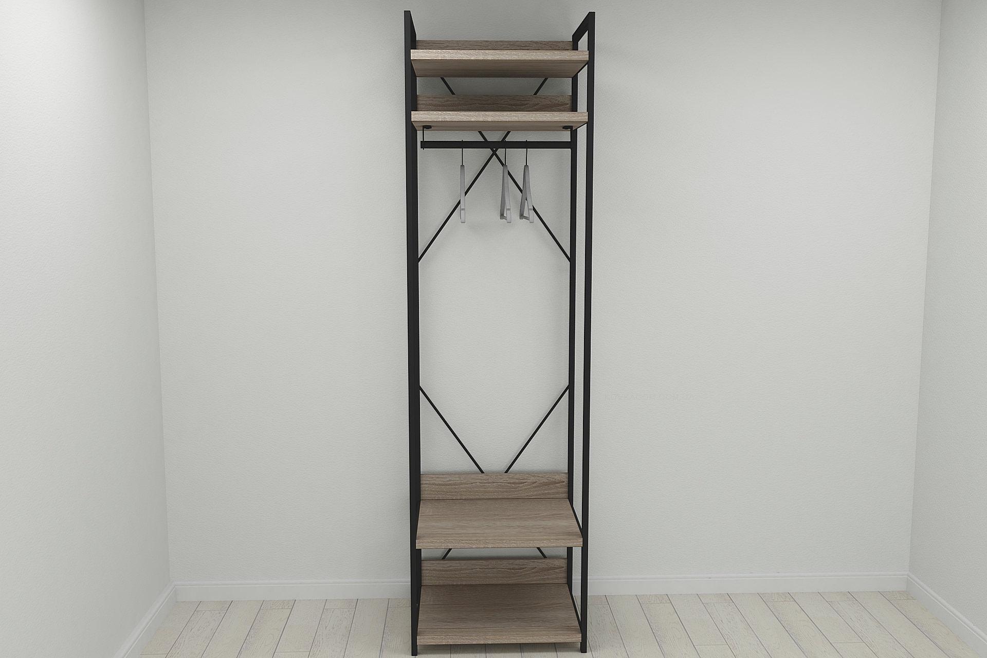 Шкаф-гардероб Ferrum-decor Коннект Уни секция 2 металл/ДСП 32 мм 220x60x50 см Черный/Дуб Сонома Трюфель (FRD-104538)