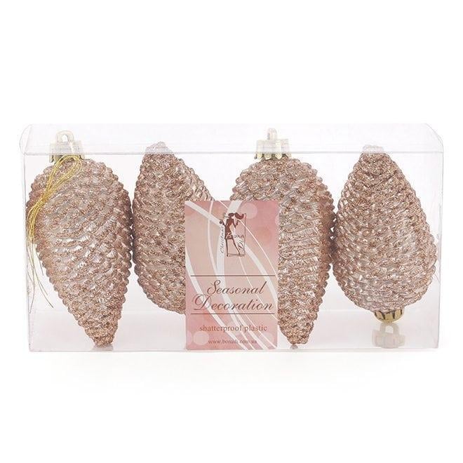 Набор пластиковых новогодних украшений Шишки 4 шт. 8 см (13044)