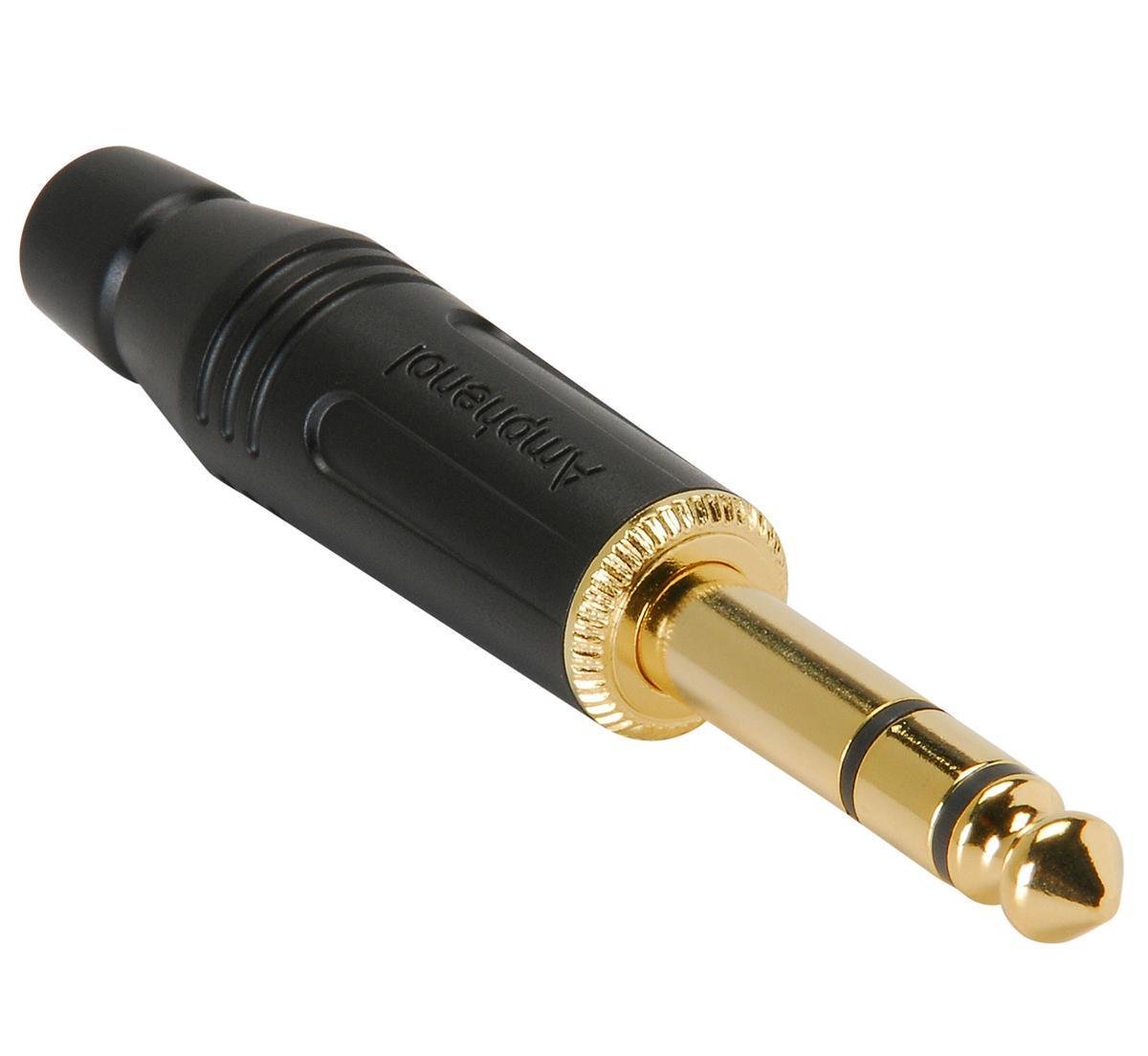 Стереоштекер AMPHENOL М-серия Jack Phono 6,3 мм покрытие золото на кабель Ø 3,0-7,0 мм металл Черный (000000560)