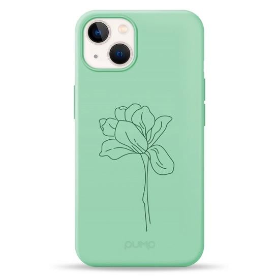 Чехол Pump Silicone Minimalistic Case for iPhone 13 Bloom Flower Зеленый С рисунком