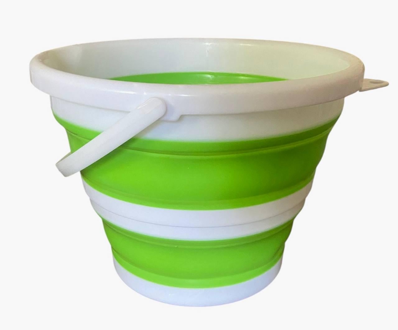 Туристическое ведро силиконовое Collapsible Bucket с ручкой без крышки 10 л складное Салатовый (34881100)
