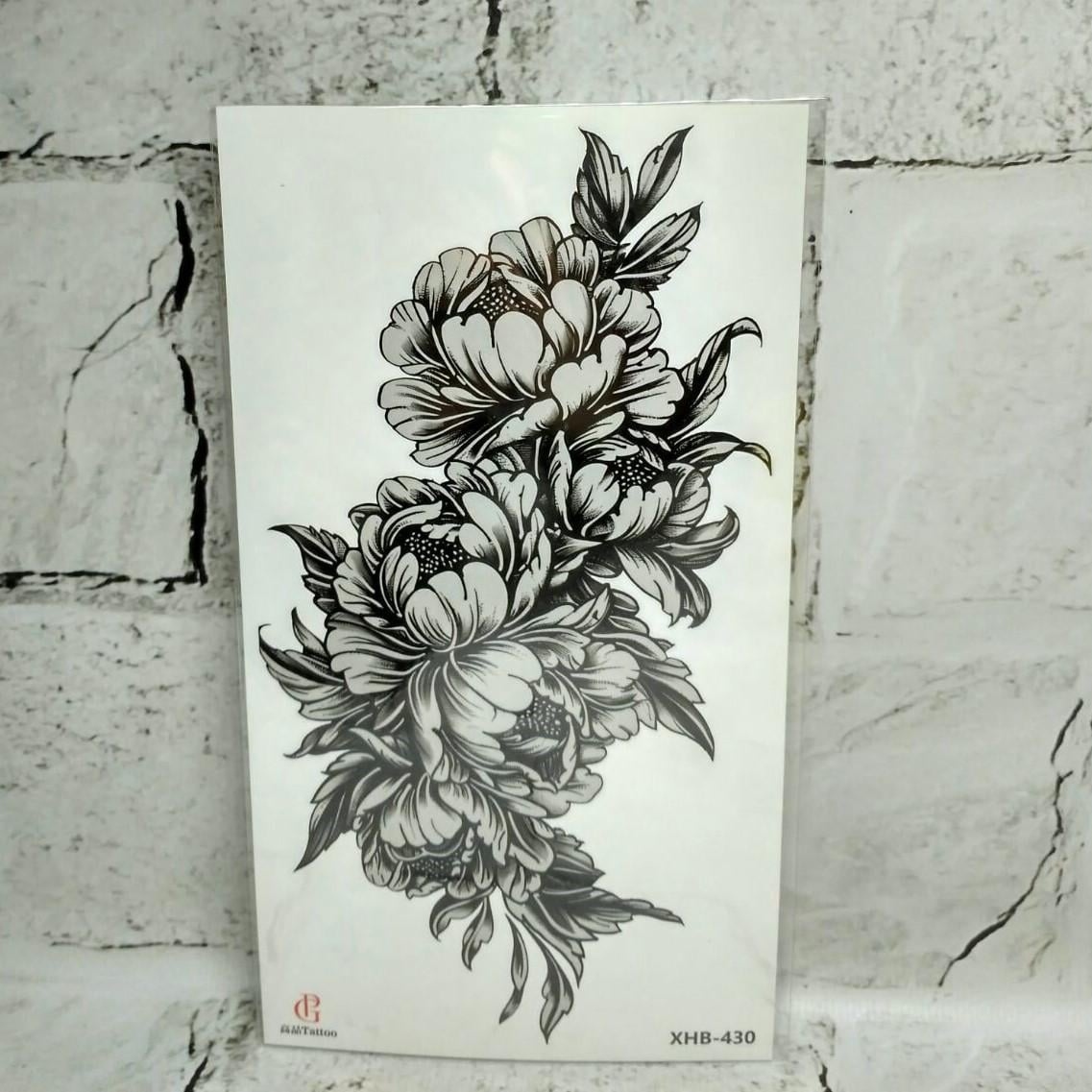 Тату временное Цветы лист 11,5x21 см (XHB-430)
