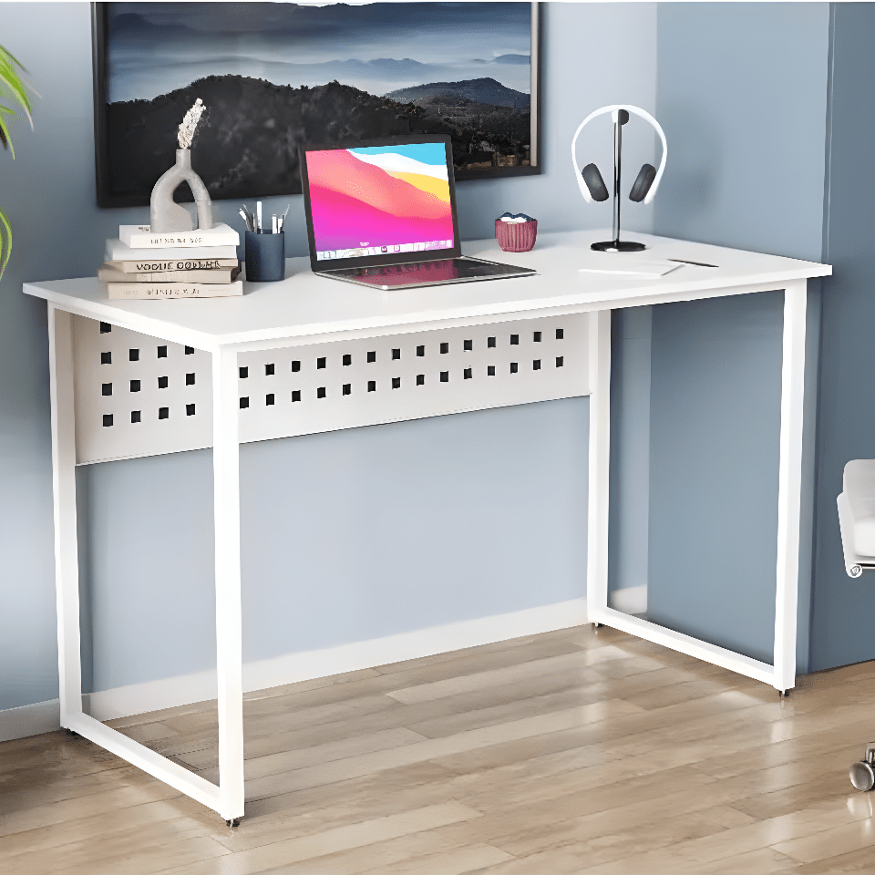Стіл комп'ютерний Ferrum-decor Майк ДСП 16 мм 75x120x60 см Білий/Білий (FRD-101307)
