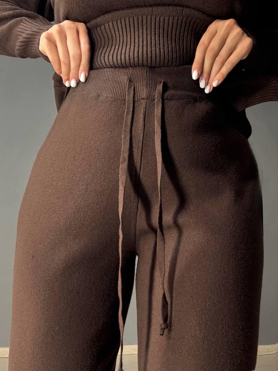 Костюм женский ACCORDDREAM 6841-8636 свитер с брюками палаццо вязаный OS Коричневый (5180) - фото 8 Костюм женский ACCORDDREAM 6841-8636 свитер с брюками палаццо вязаный OS Коричневый (5180) - фото 8