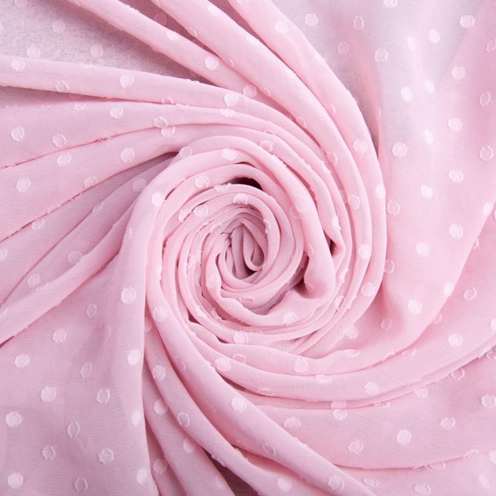Ткань плательная шифон жаккард рожева