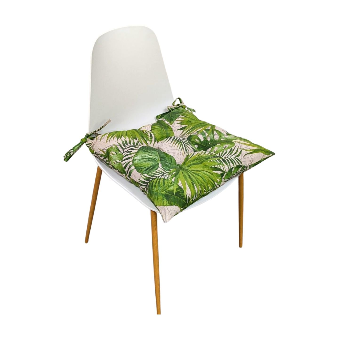 Подушка для стула eGarden TIKO VERDE холофайбер с завязками 40x40x8 см (5671)