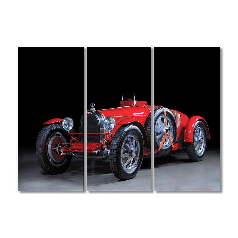 Модульная картина 1932 Бугатти Тайп 35 И красный 3 модуля 50x75 см