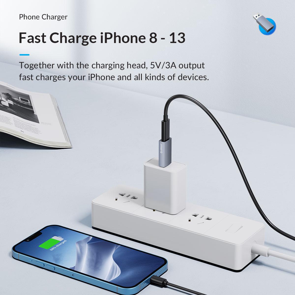 Кабель Orico USB-Type-C 10 Гбіт/с USB 3.1 15W USB-A на USB-C металевий Сірий (ORICO-AH-AC10-GY-BP) - фото 13