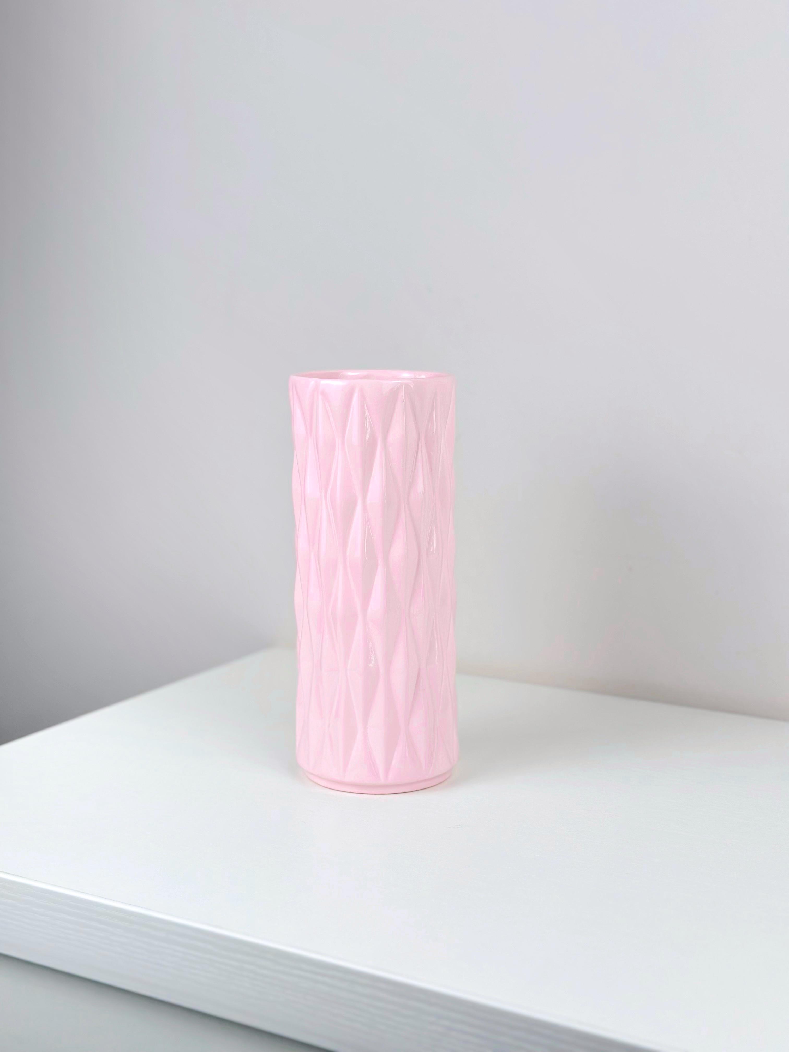 Ваза для квітів і декору глиняна керамічна Кристал 20 см Рожевий (4001-12) - фото 3