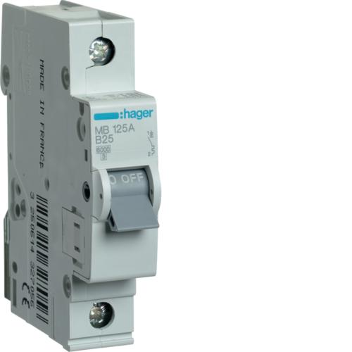 Автоматический выключатель Hager MBN125 1P 6k B 25 А 1M (000346903)