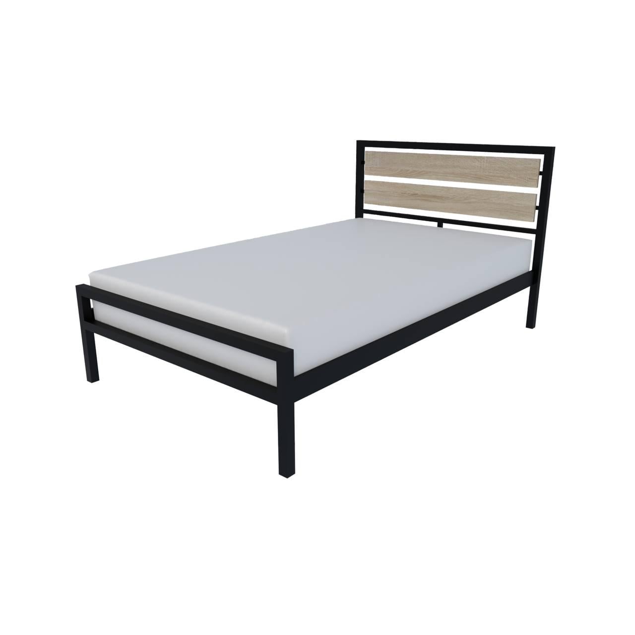 Кровать металлическая в стиле Loft BLOOM ортопедическая полуторная 120х200 см Дуб сонома (000083206)