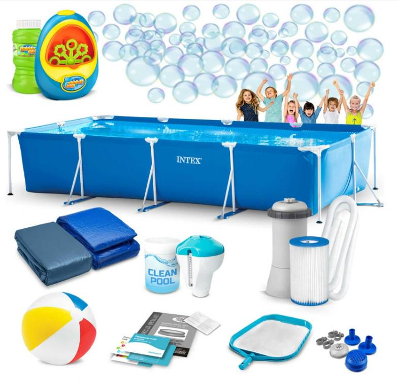Бассейн каркасный прямоугольный Intex 28273 с машиной для создания пузырей 450x220x84 см (DM-28273-M)