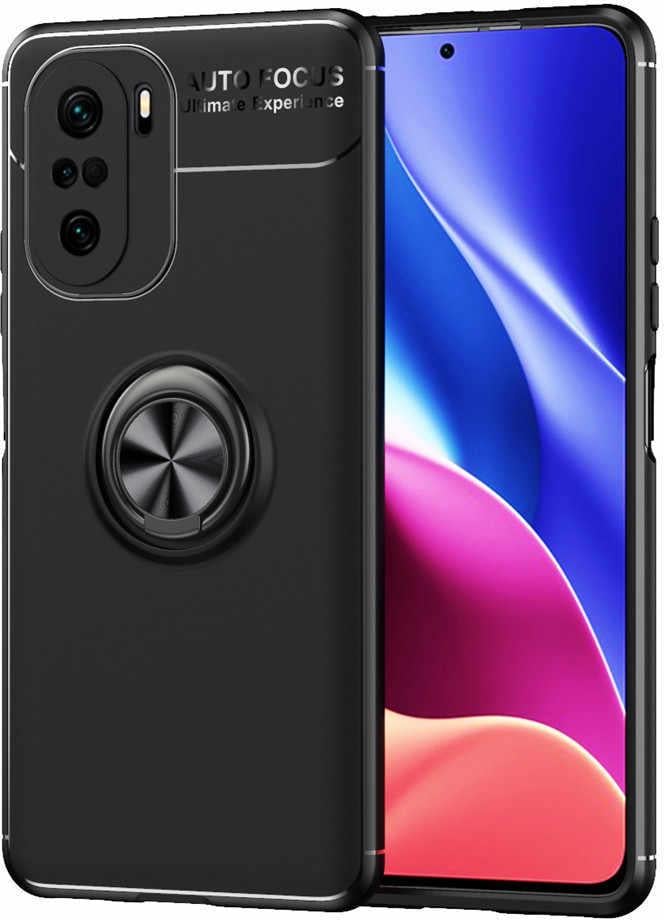Чехол с кольцом Auto Focus для Xiaomi Poco F3 Black (20981-2B)