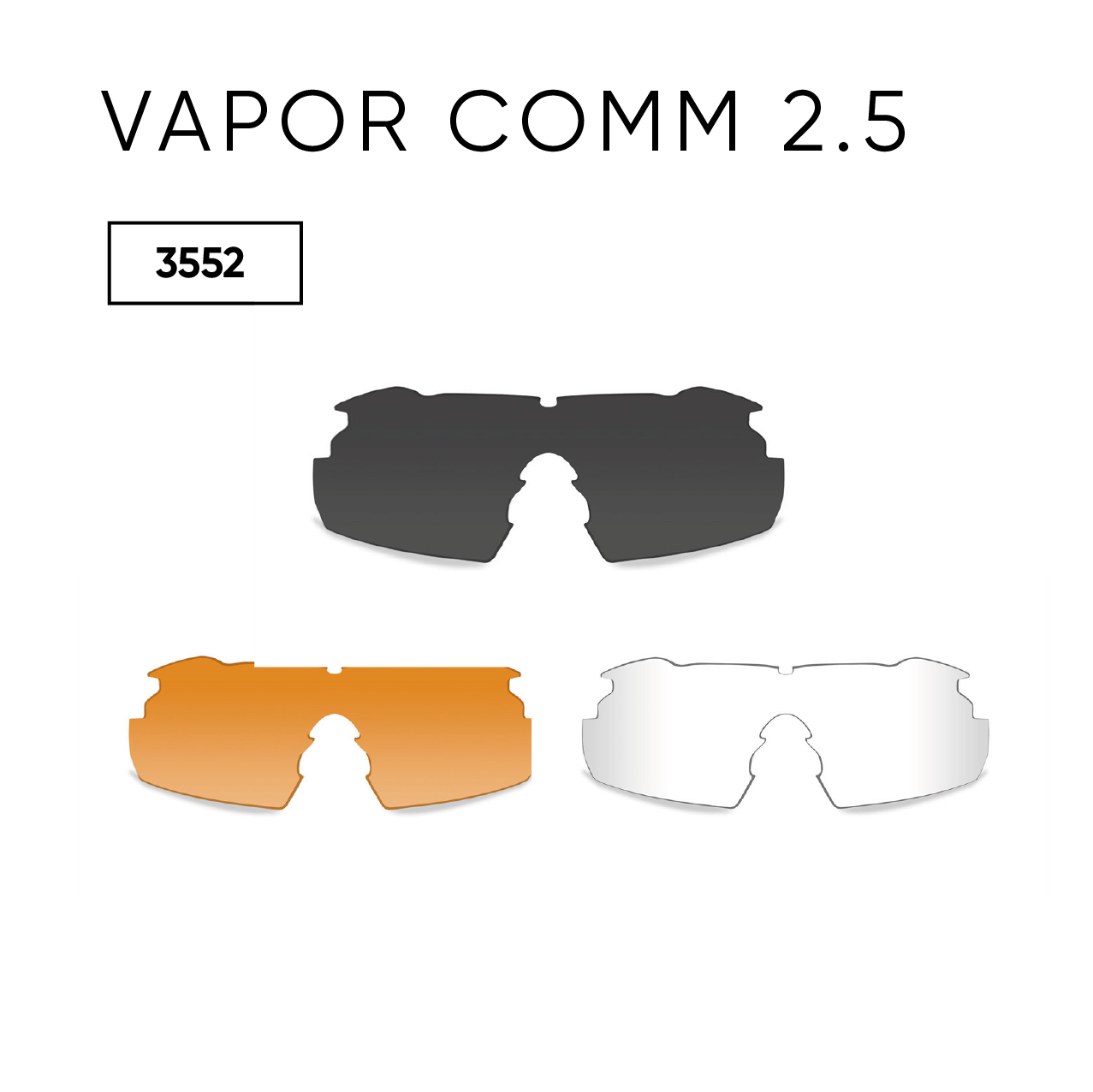 Очки Wiley X VAPOR COMM 2.5 Grey/Clear/Rust Matte Black Frame 3 линзы Черный матовый - фото 3