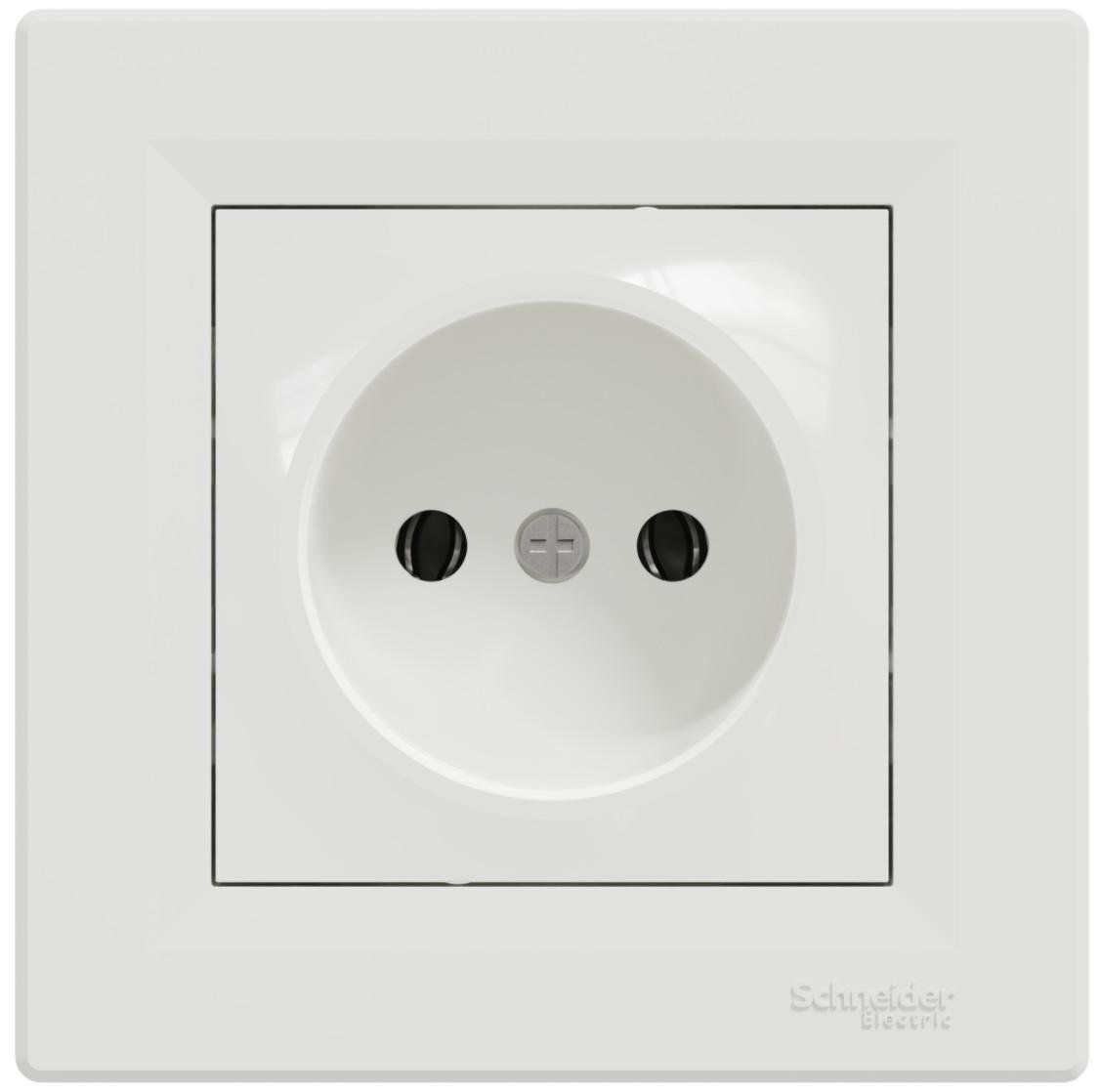 Розетка одинарная без заземления Schneider Electric Asfora с рамкой Белый (00000003055)