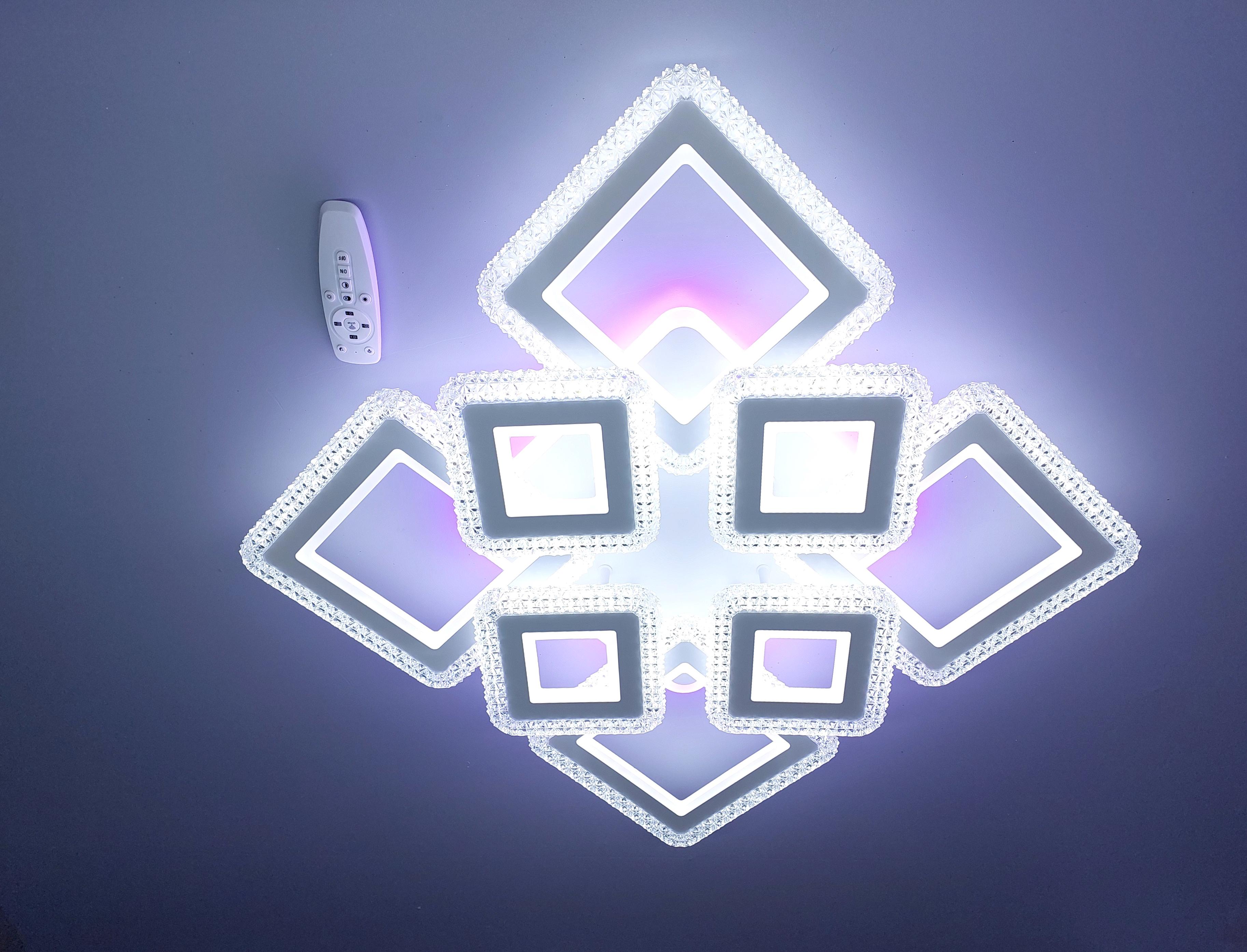 Люстра светодиодная и пультом 81R/4+4 WH+RGB с подсветкой 320/36W Белый (18205297)