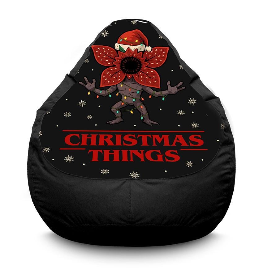 Крісло-мішок iPuff StRanger Things Santa Demogorgon оксфорд 3XL 100х135 см Чорний (32169414)