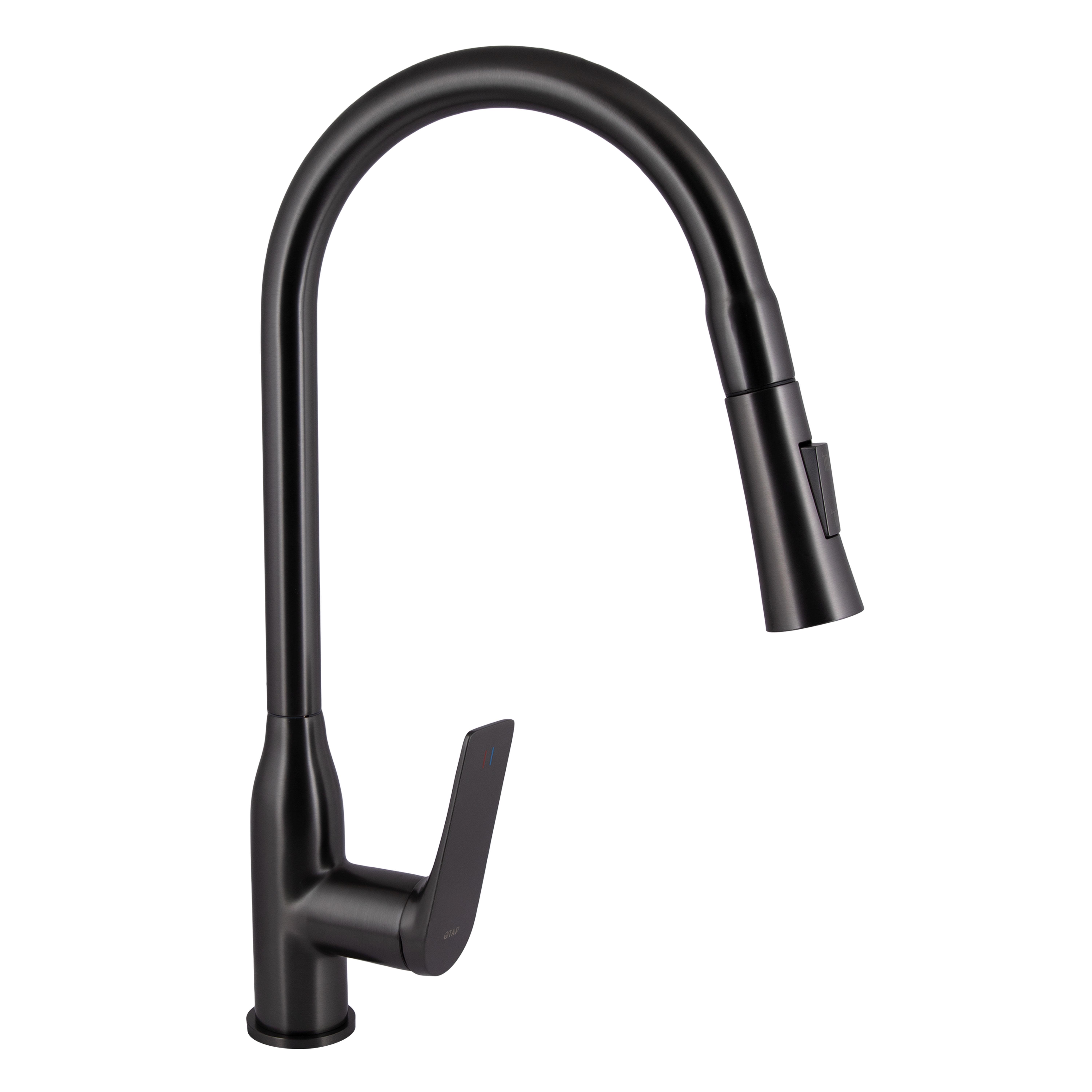 Смеситель для кухни Qtap Vlasta New с выдвижным изливом QTVLA344GMB45647 Gunmetal PVD Black