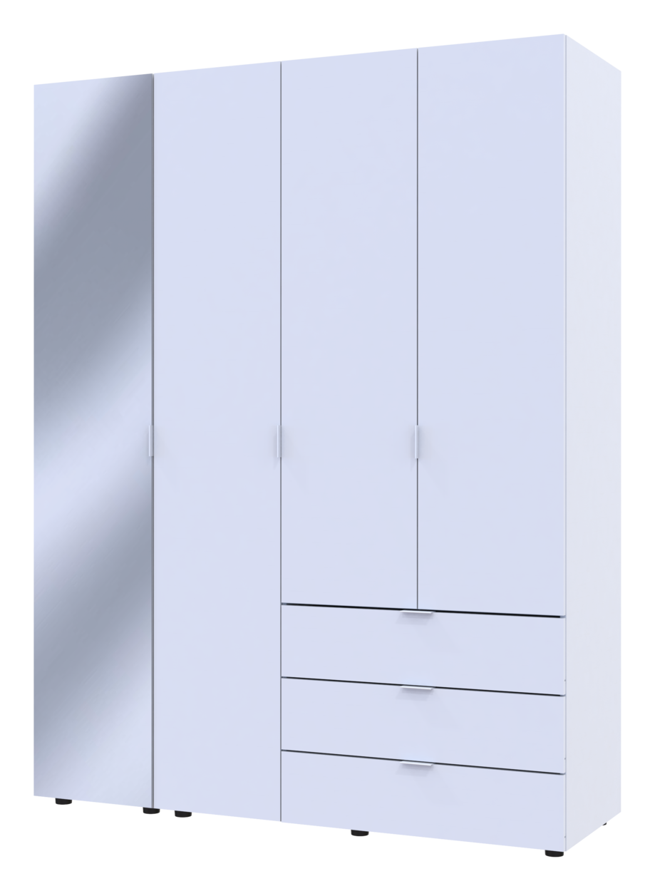 Шкаф для одежды Doros Гелар 3ДСП/зеркало 155х49,5х203,4 см Белый (42002157)