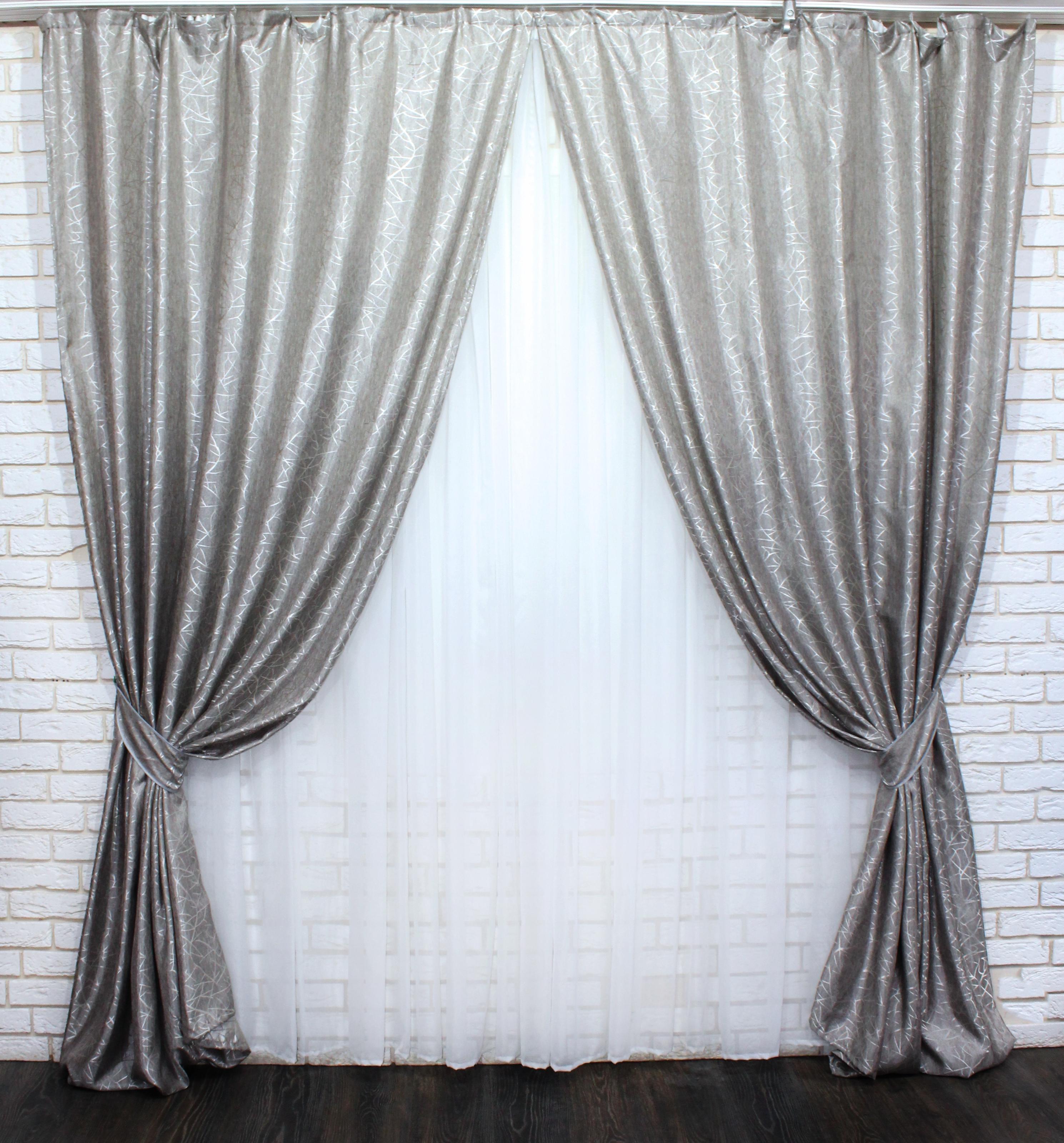 Комплект штор VR-Textil Саванна № 514ш жаккард 150х270 см 2 шт. Серый (30-263)