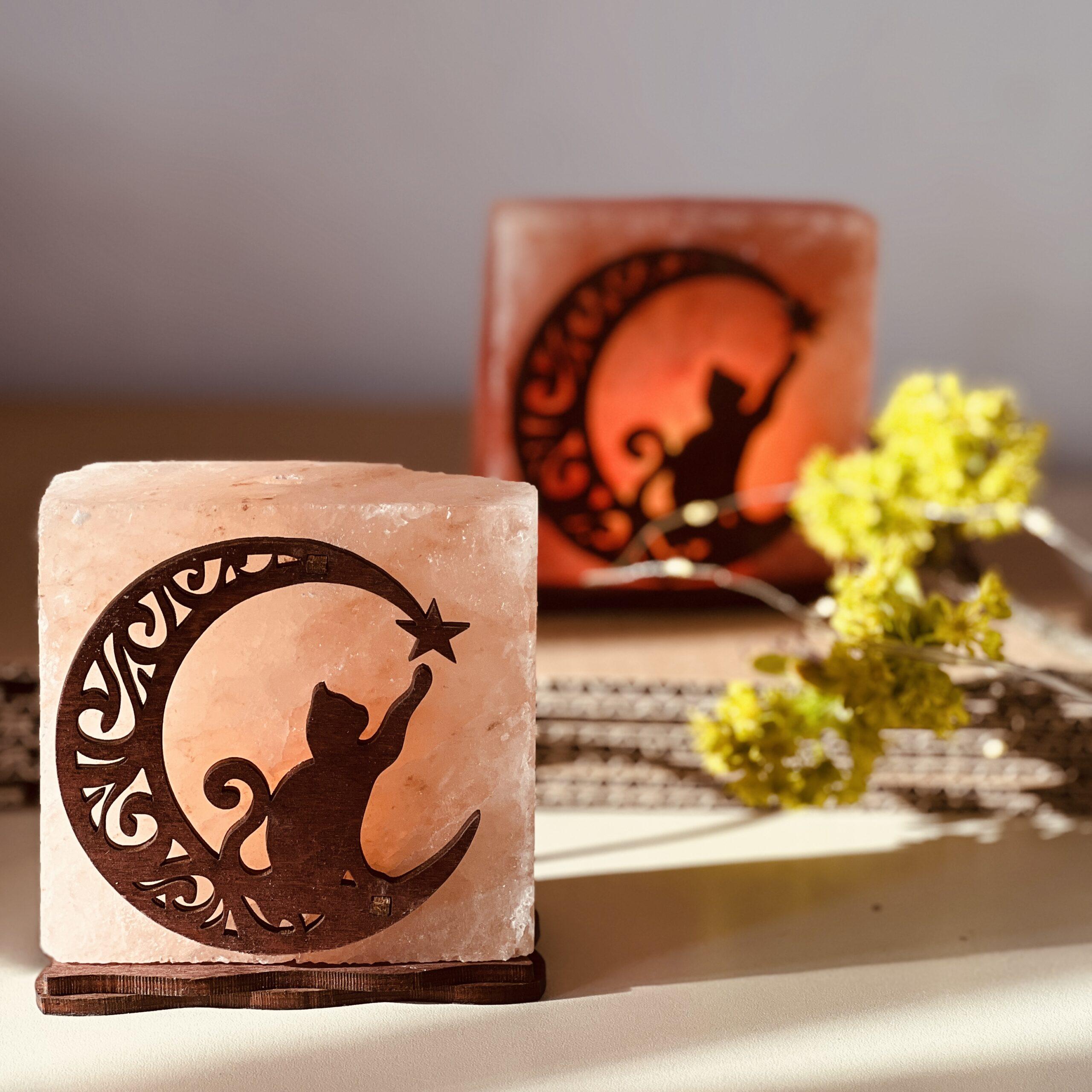 Соляная лампа декоративная Himalayan Кот со звездочкой 1 кг (29902998) - фото 4