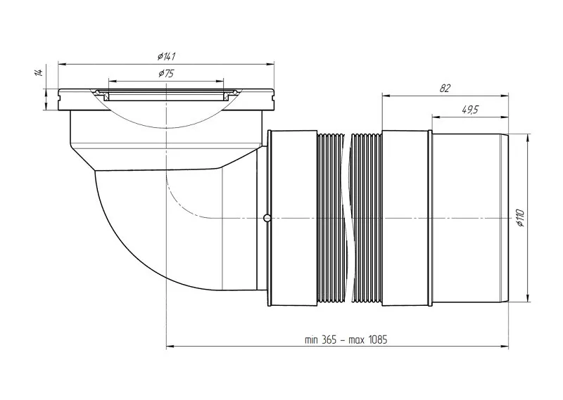 Подовжувач гнучкий для унітазу Ani Plast K732R 110/90° 370-950 мм (SQ-1023952) - фото 3