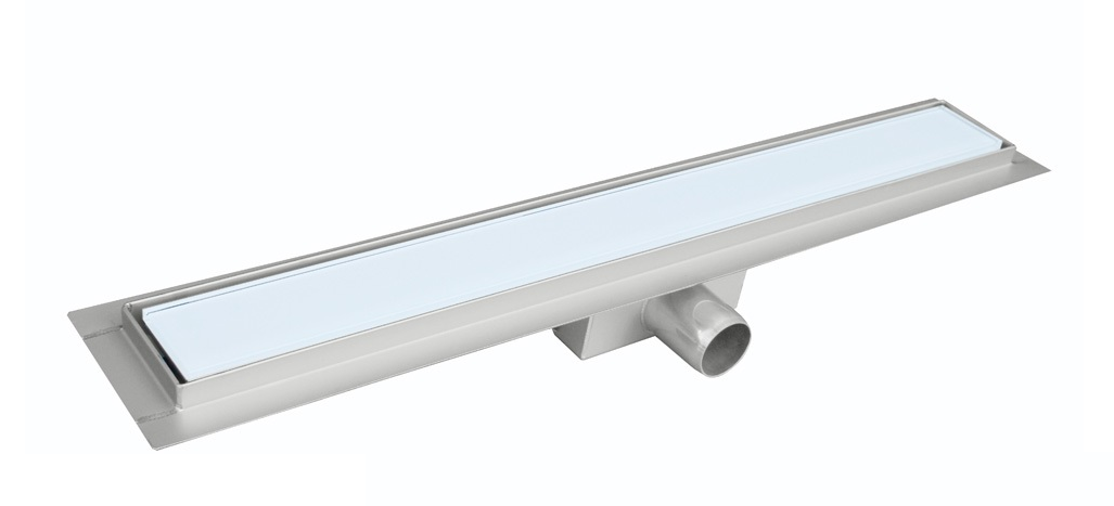 Трап душовий підлоговий з нержавіючої сталі FALA White Glass 800х70 мм (75383)