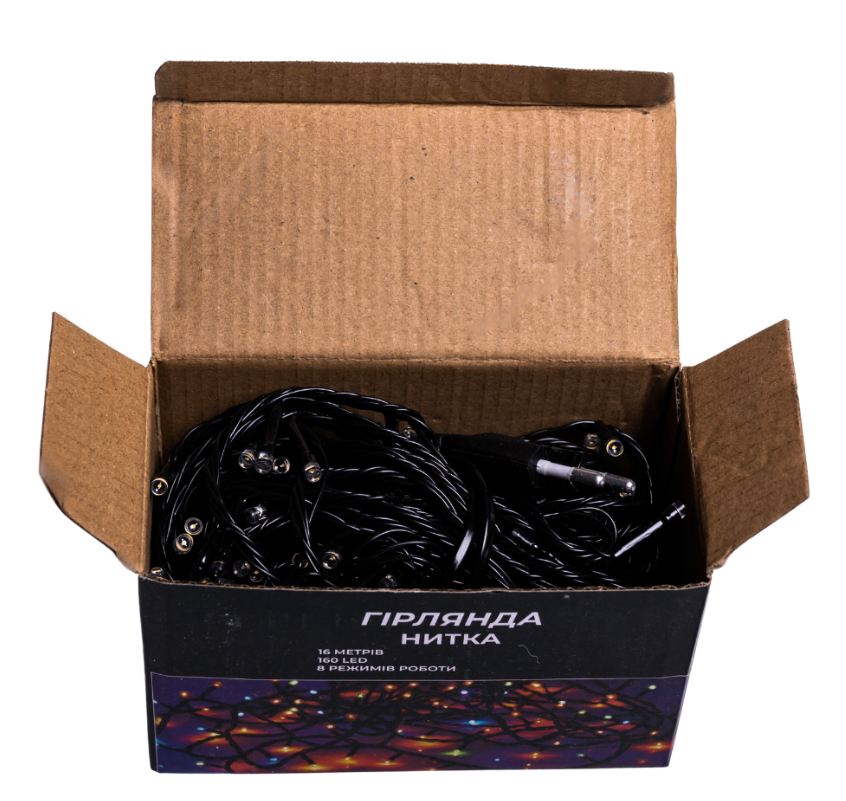 Гірлянда нитка 160 LED 16 м чорний провід Білий - фото 6