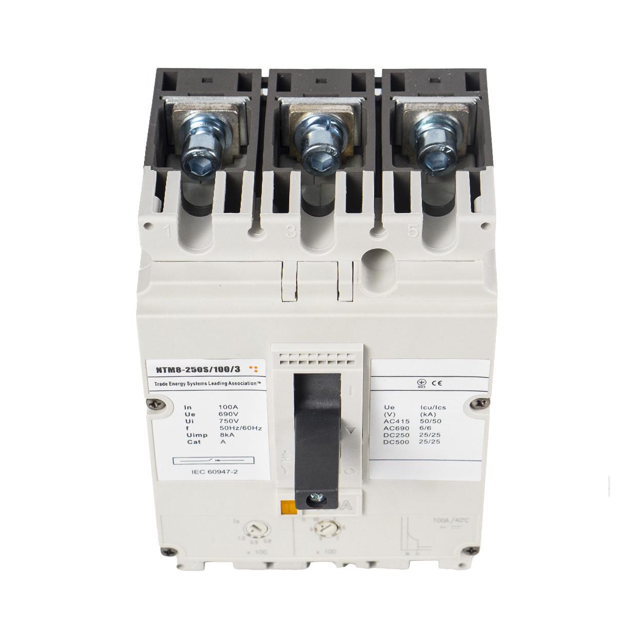 Шкафный автоматический выключатель размыкатель напряжения TESLA NTM8 250 100 3р 100A (28) - фото 3